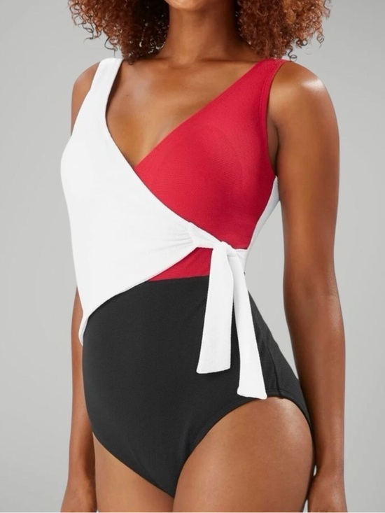 Tommy Bahama Other - Tommy Bahama Red White and Black Wrap-Front One-Piece Swimsuit